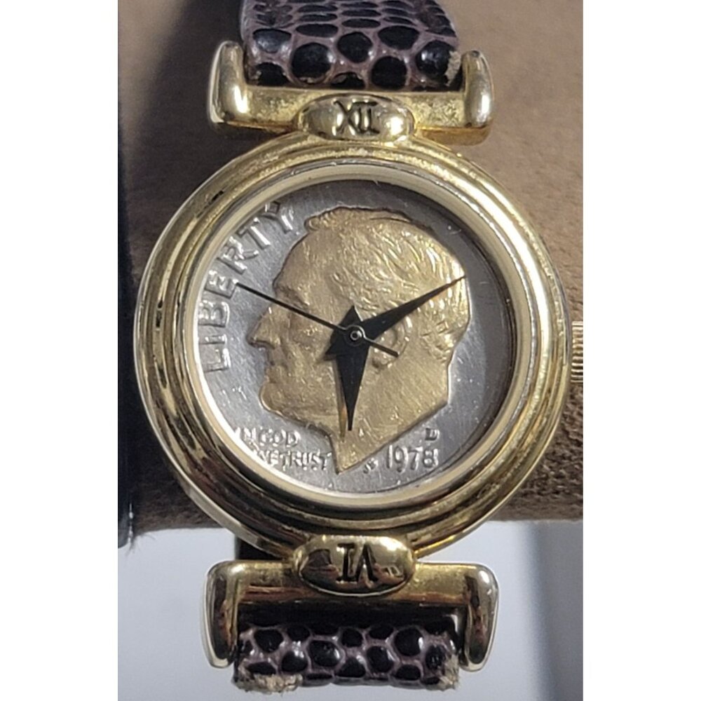 Vintage Claremont Coin Watch 1978 Liberty Dime - Damaged: Works But Runs Fast
